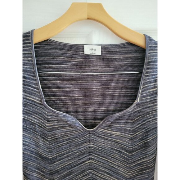 Wilfred Aritzia Gray Ribbed top size Medium Made for Each Other stretchy - Picture 4 of 7